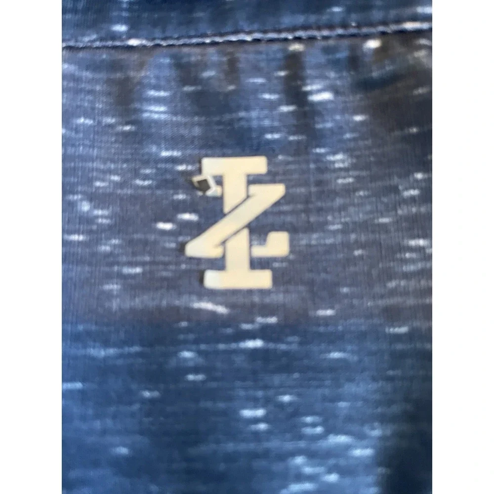 Izod Golf Short Sleeve Polo Shirt Blue White Splatter Pattern Logo Large JBHS - Picture 6 of 7